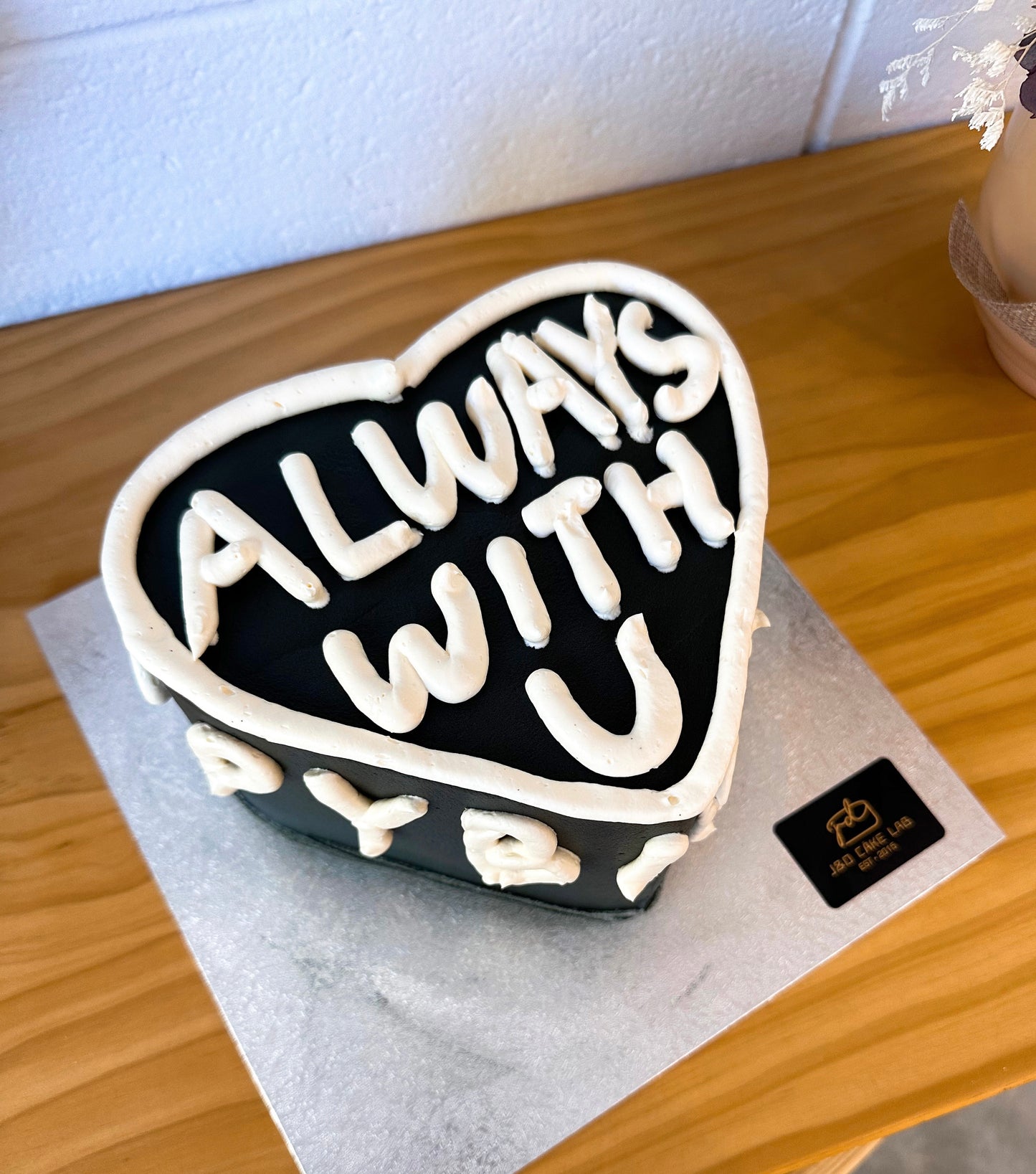 Black And White Heart Cake
