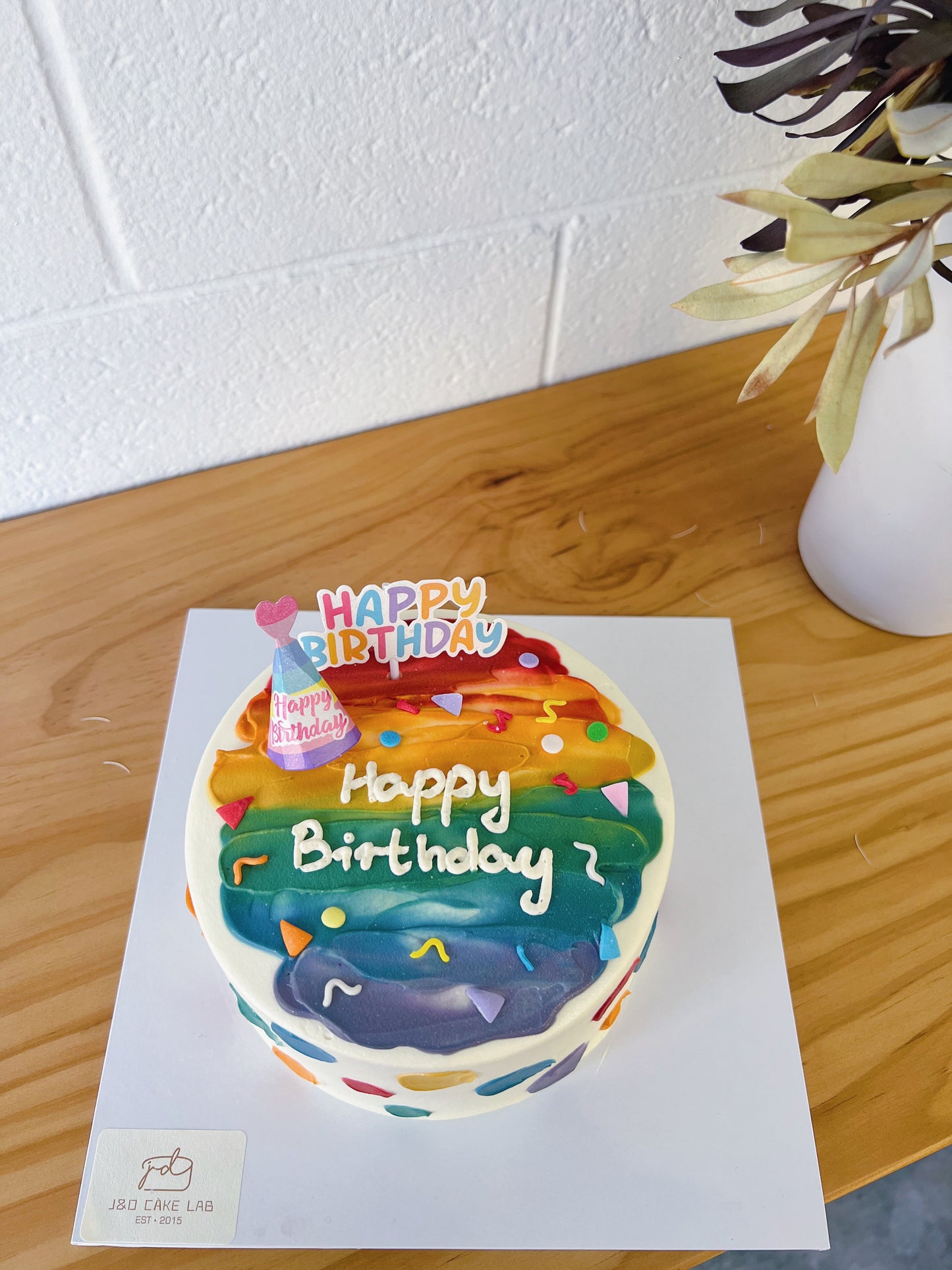 Rainbow Happy Birthday Message Cake