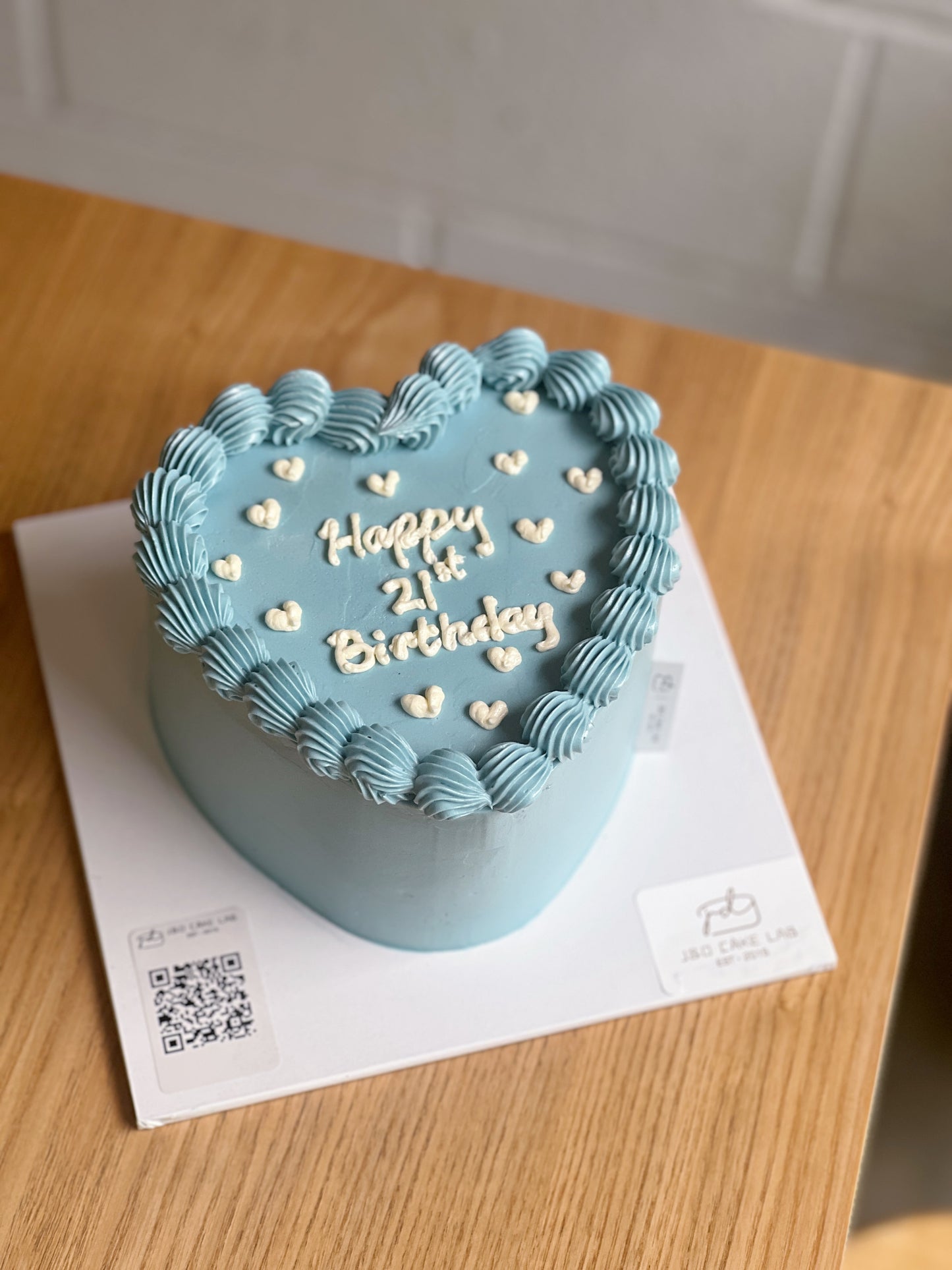 Minimalist Message Blue Heart Cake