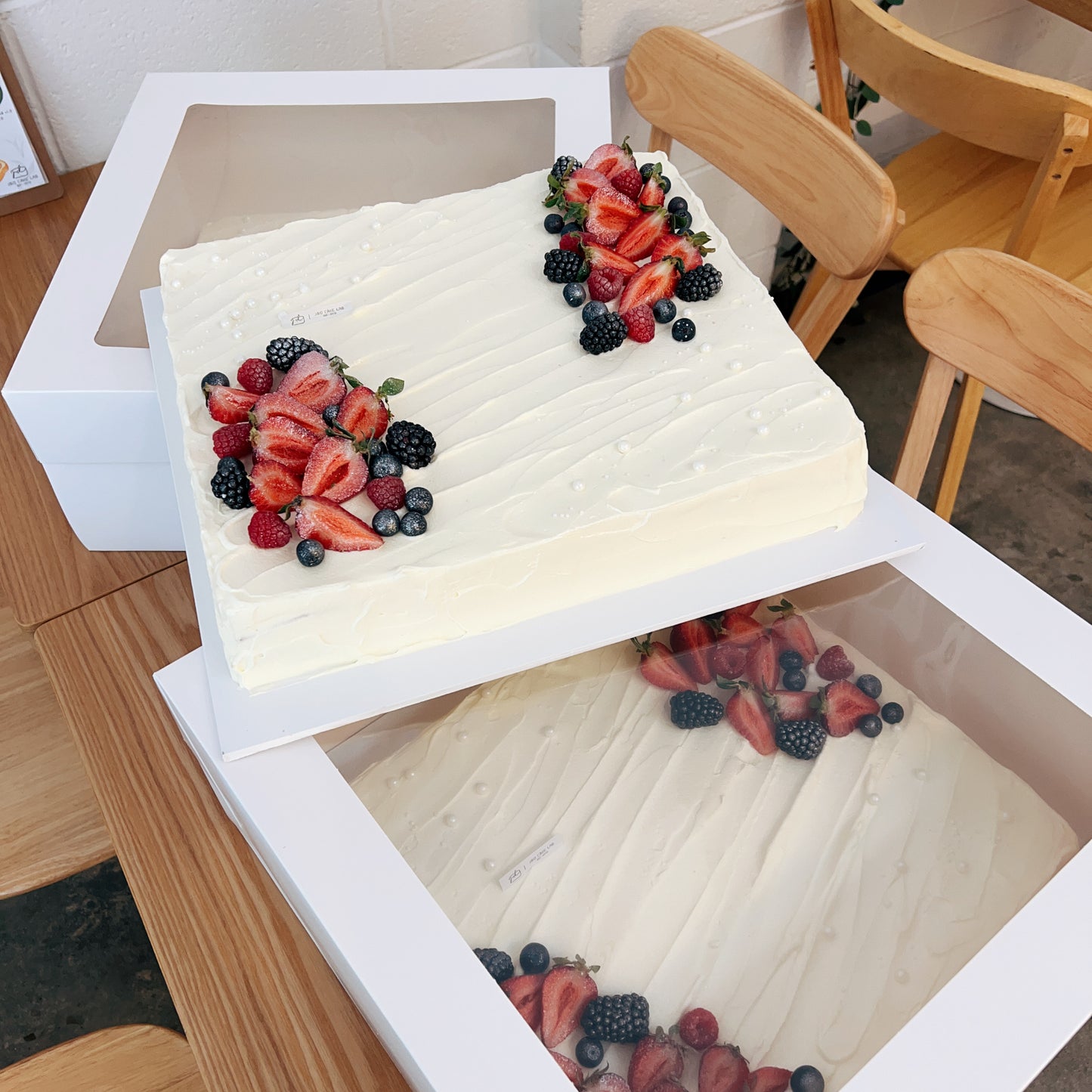 Classic Vanilla Strawberry Slab Cream Cake