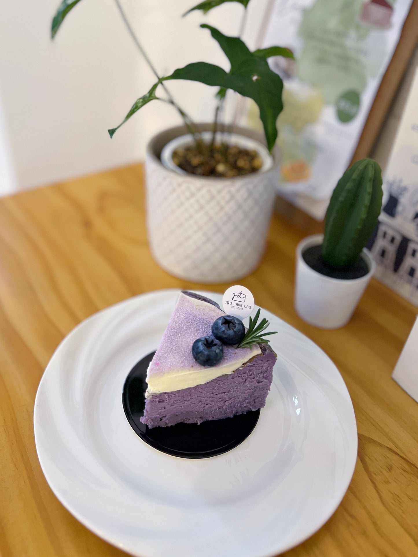Taro With Ube Basque Burnt Cheesecake Sliced