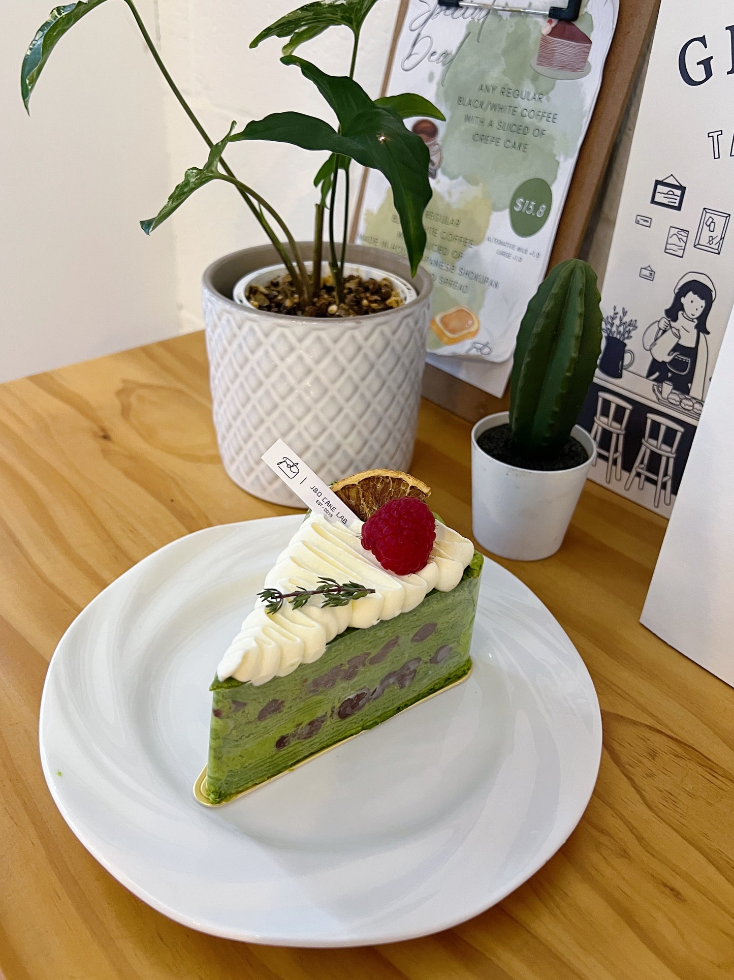 Matcha Red Bean Mille Crepe Sliced Cake