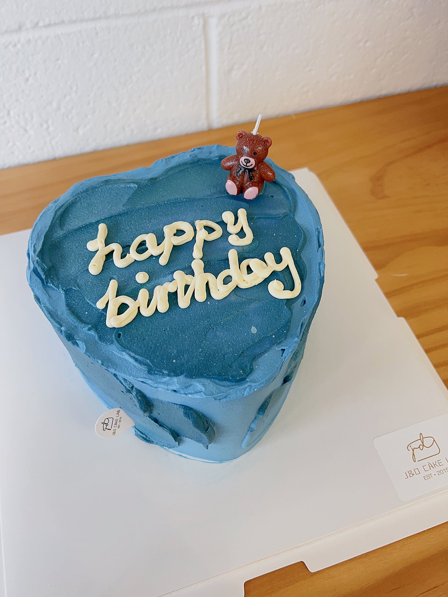 Blue Painting Style Heart Cake