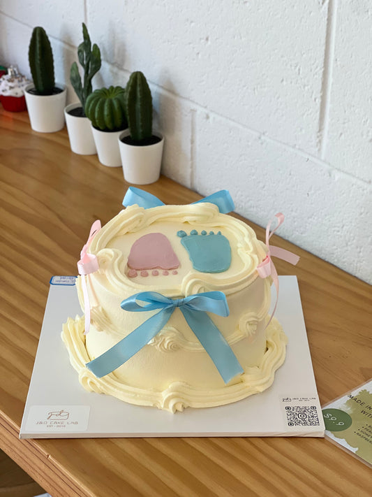 Footprint Gender Reveal Cake