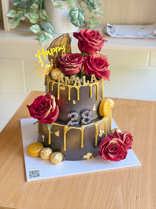 Luxury Midnight Glamour Roses Cake