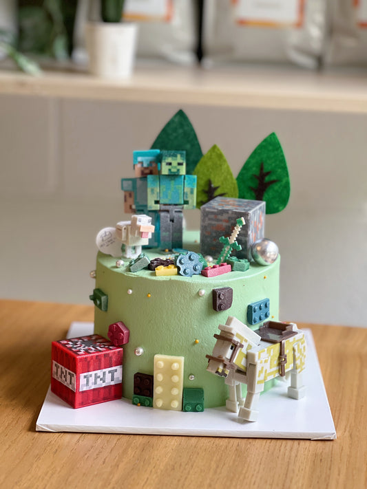 Minecraft Theme Cream Cake