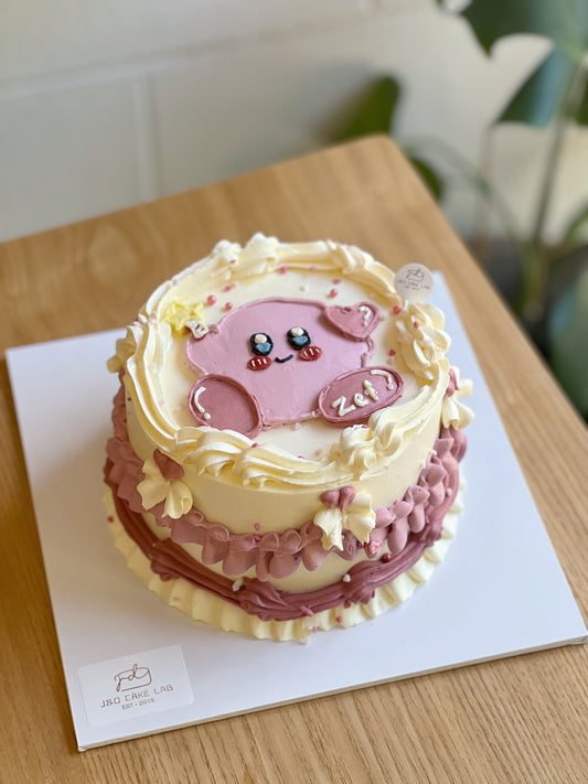 Hand-drawn Kirby Vintage Style Cake