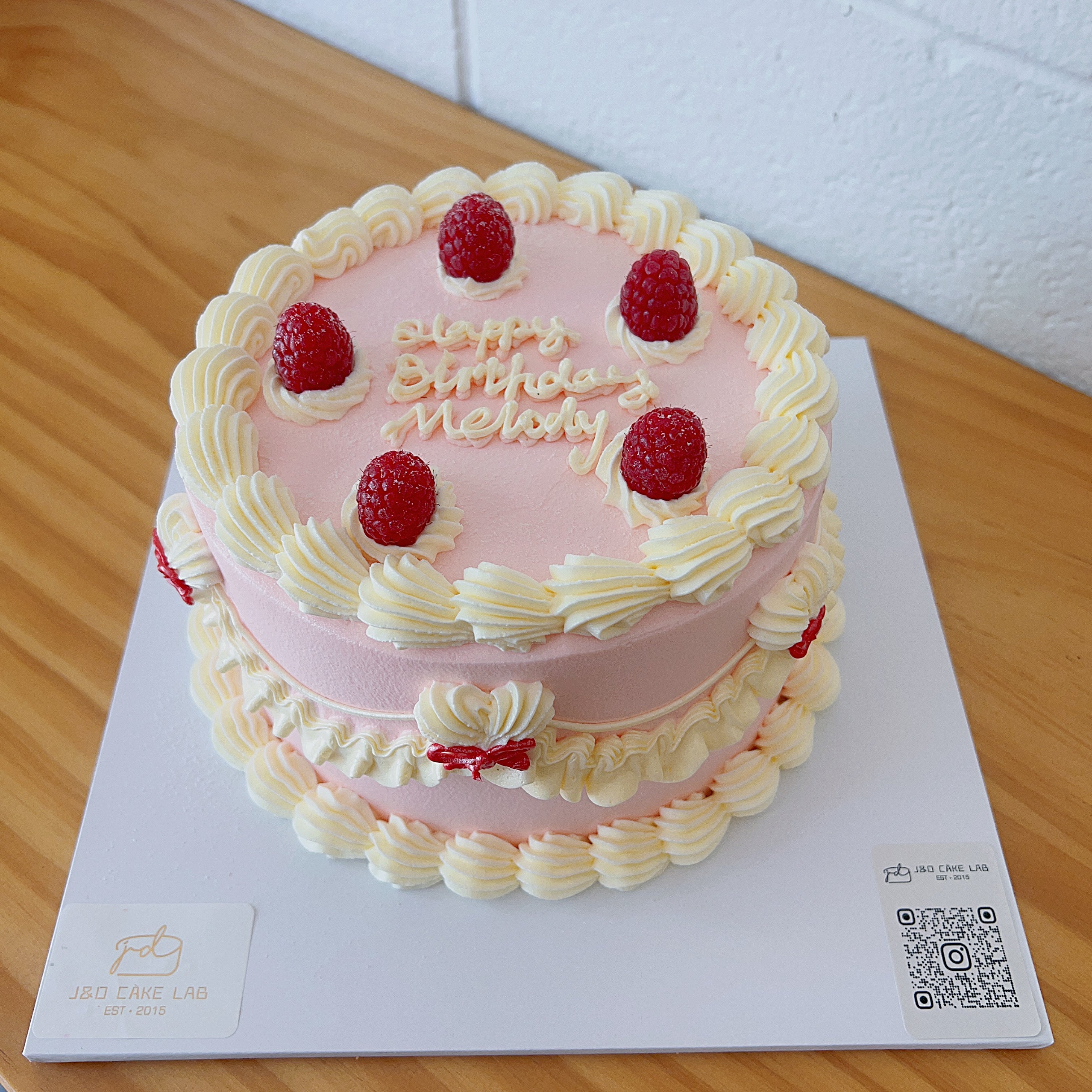 Pink Raspberry Cake Vintage Style Raspberry Pink Cream Cake – J & D Cake Lab