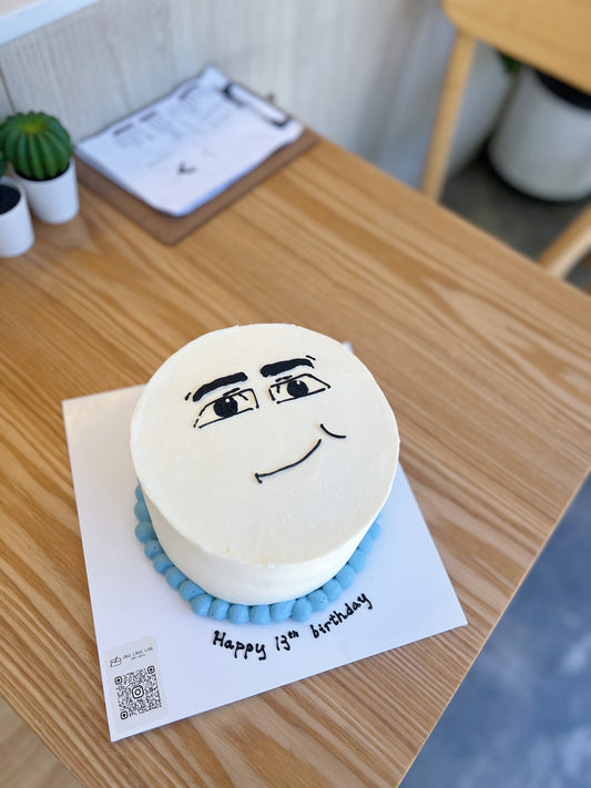 Hand-Drawn "Man Face" Meme Cake