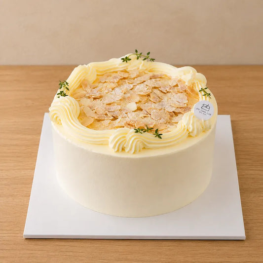 Trio Musang King Durian Cream Cake with almond flakes and piped fresh cream in Adelaide