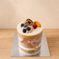 Taro Naked Cake with visible chiffon and taro cream layers, clear cake collar and fruit decoration in Adelaide
