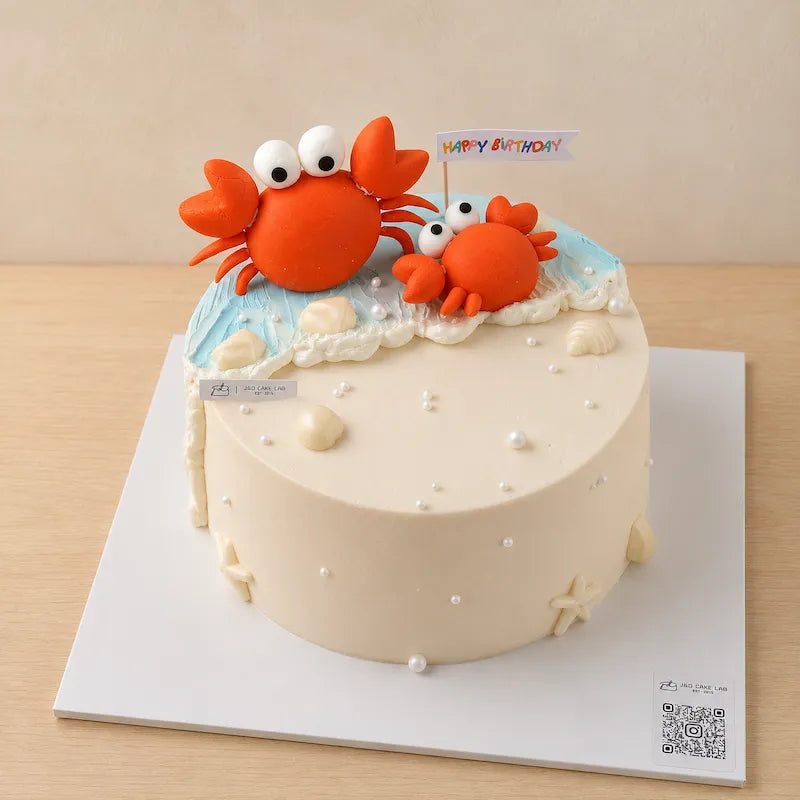 Little Crabs by the Sea Cake with handmade fondant crabs and buttercream ocean waves in Adelaide