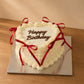 Vintage red ribbon heart cake with Happy Birthday message in Adelaide