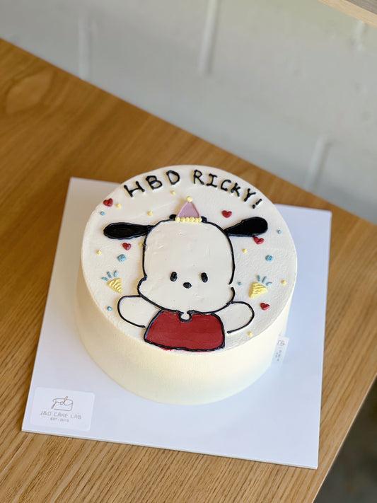 Hand-Drawn Pochacco Birthday Cake