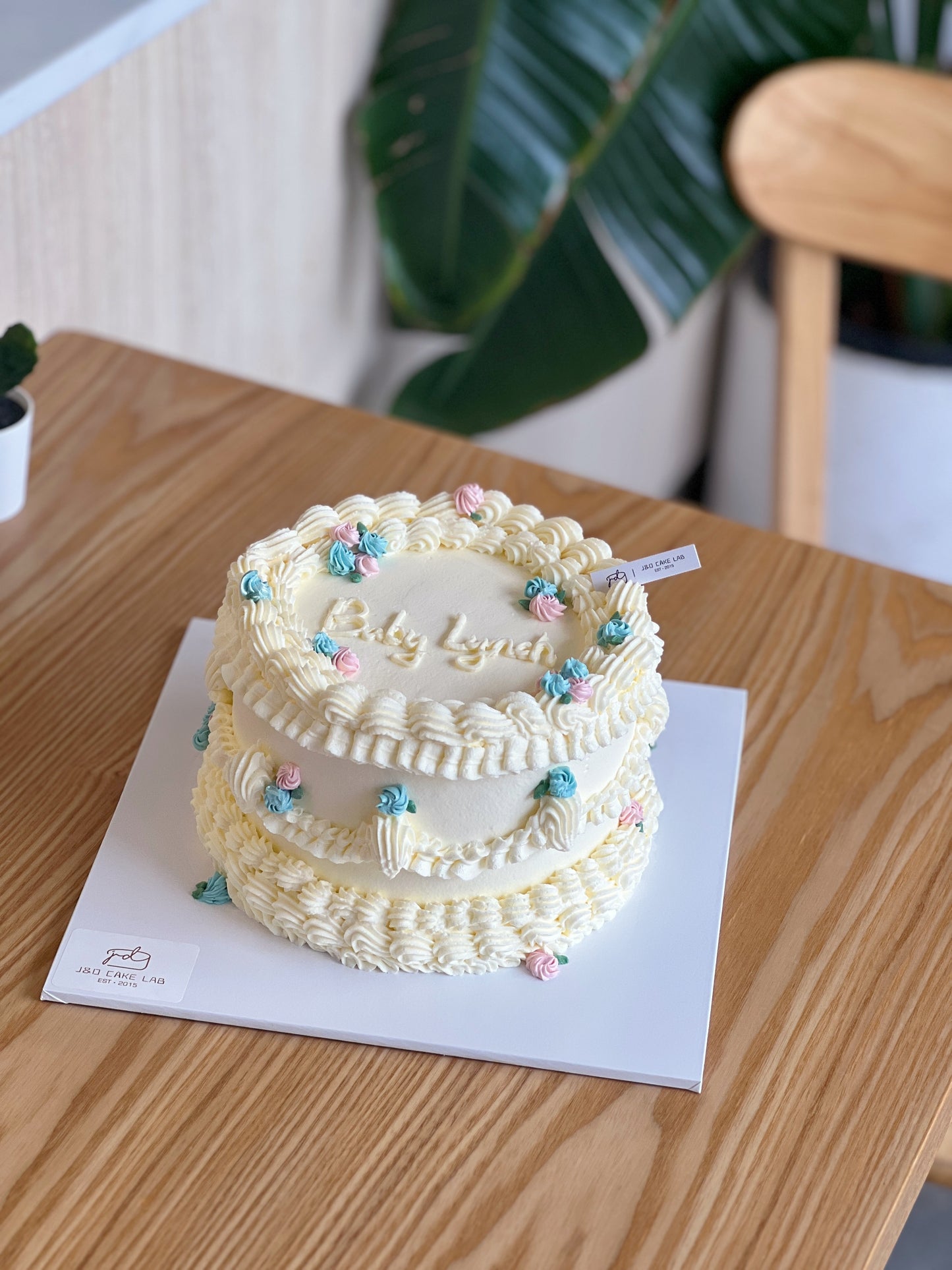 Vintage Style Gender Reveal Cake