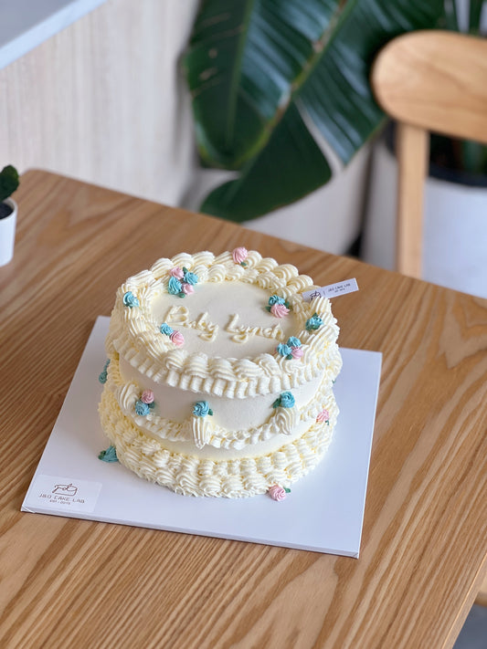 Vintage Style Gender Reveal Cake
