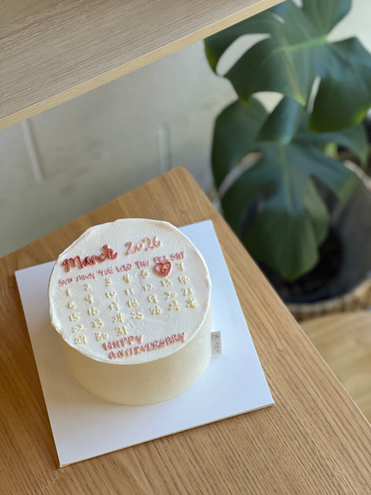 White and Pink Calendar Cream Cake