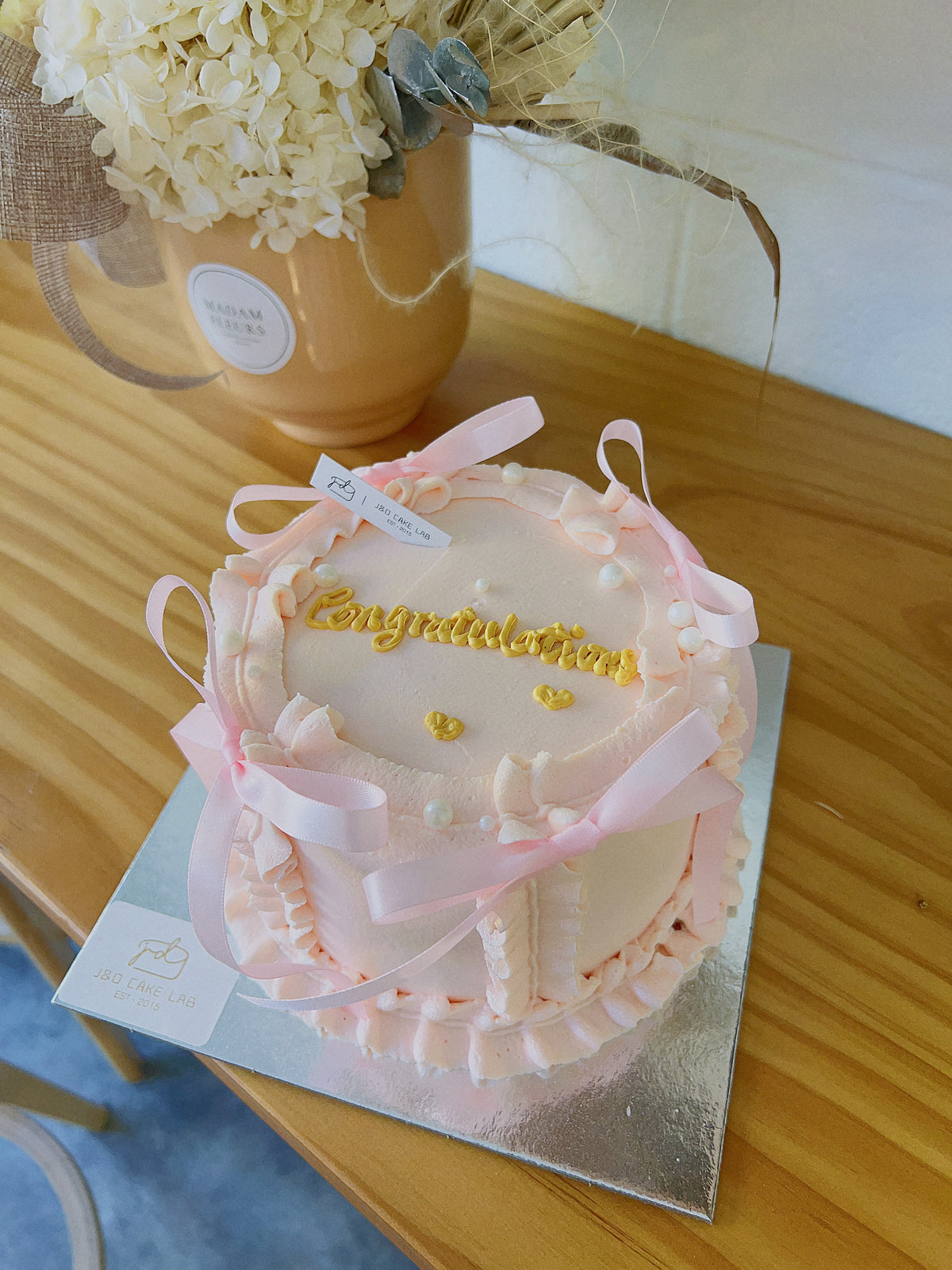 Pink Ribbion Cake Vintage Pink Ribbon Cream Cake – J & D Cake Lab