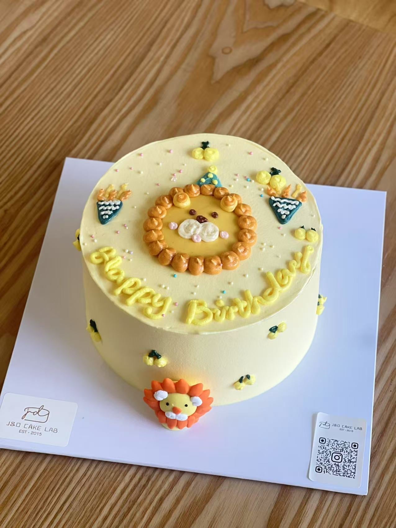 Hand Drawing Little Lion Birthday Cake