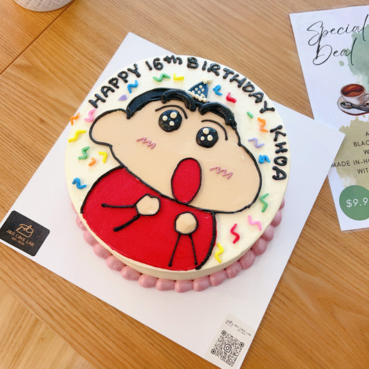 Hand Drawing Crayon Shin-Chan Birthday Cake